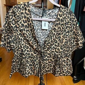 Vero Moda Black and Brown Animal Print Blouse